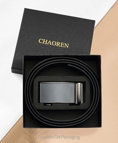 حزام فستان أسود من CHAOREN للرجال - أحزمة سقاطة 1 3/8 بوصة للفستان الكاجوال - حزام صغير قابل للتعديل يناسب كل مكان in Kuwait