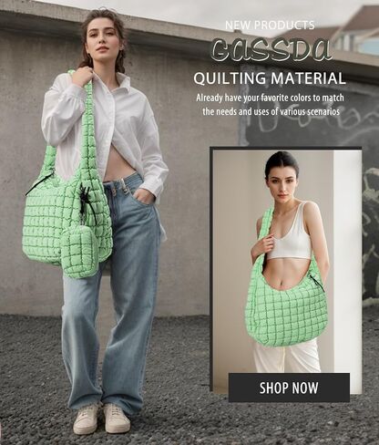 Puffer Tote Bag for Women, Quilted Tote Bag Large Crossbody Bag Hobo Bag Lightweight Carryall Bag for Women in Saudi Arabia