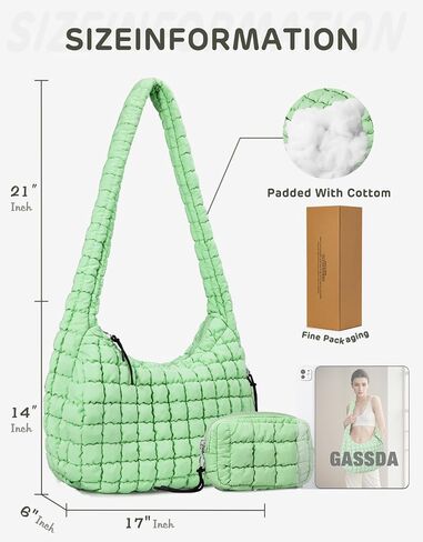 Puffer Tote Bag for Women, Quilted Tote Bag Large Crossbody Bag Hobo Bag Lightweight Carryall Bag for Women in Saudi Arabia