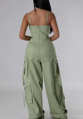 SHINFY Women's 2024 Cargo Jumpsuit Spaghetti Strap Y2K Wide Leg Baggy Loose Cargo Pants Overall Rompers in Saudi Arabia