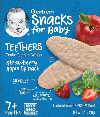 Gerber Strawberry Apple Spinach Teething Wafers, 6 Pack in Saudi Arabia