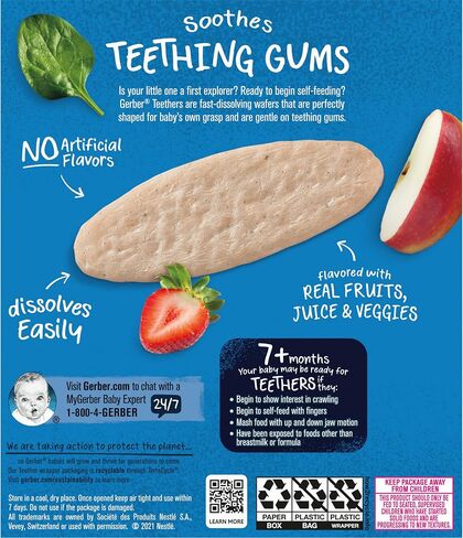 Gerber Strawberry Apple Spinach Teething Wafers, 6 Pack in Saudi Arabia