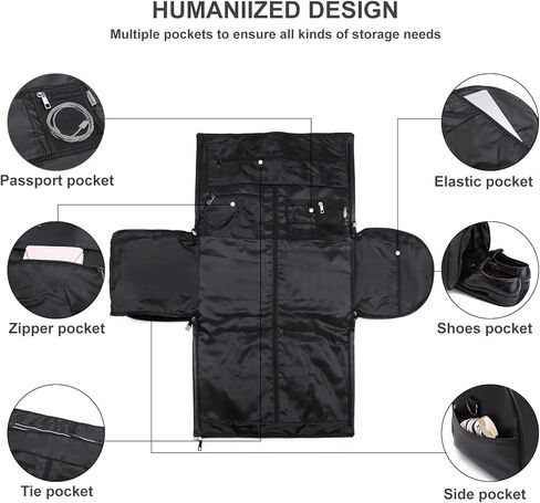 حقيبة ملابس سفر قابلة للتحويل من seyfocnia، حقيبة حمل الملابس من القماش الخشن للرجال والنساء - 3 في 1 حقيبة معلقة تناسب حقيبة سفر العمل in Kuwait