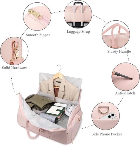 حقيبة ملابس سفر قابلة للتحويل من seyfocnia، حقيبة حمل الملابس من القماش الخشن للرجال والنساء - 3 في 1 حقيبة معلقة تناسب حقيبة سفر العمل in Kuwait