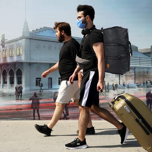 حقيبة ملابس سفر قابلة للتحويل من seyfocnia، حقيبة حمل الملابس من القماش الخشن للرجال والنساء - 3 في 1 حقيبة معلقة تناسب حقيبة سفر العمل in Kuwait