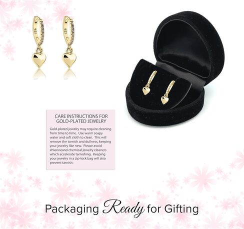 Girls Sterling Silver Huggie Earrings with Drop Heart or Cross for Kids, Teens or Women in Saudi Arabia