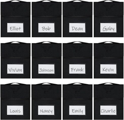 8 قطع من حقيبة الكتب المصنوعة من النايلون الأسود مع حقيبة كتب مخيطة على مقبض للفصل الدراسي، وبطاقة اسم واضحة وحقائب قراءة مقاومة للماء من الورق المقوى الأبيض، ومستلزمات الواجبات المنزلية للطلاب والأطفال، مقاس 9.8 × 11.8 بوصة in Kuwait