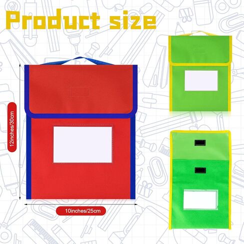 Book Bags for Classroom Medium Book Pouches Bulk Colorful Reading Book Bags with Name Tag Pockets Student Book Protector Pouch Student Chair Pockets, Waterproof 12 x 10 Inches (32 Pcs) in Saudi Arabia