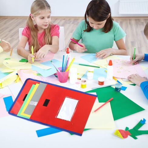 Book Bags for Classroom Medium Book Pouches Bulk Colorful Reading Book Bags with Name Tag Pockets Student Book Protector Pouch Student Chair Pockets, Waterproof 12 x 10 Inches (32 Pcs) in Saudi Arabia