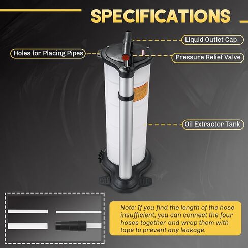 مضخة يدوية لتغيير الزيت بسعة 9 لتر مع 4 خراطيم، مضخة تغيير مستخرج الزيت لإخلاء سوائل السيارات، مستخرج سوائل تغيير الزيت مع عصا قياس الأسلاك وخراطيم الشفط in Kuwait