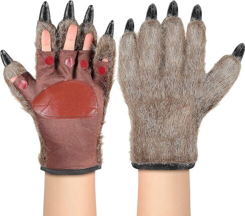 Halloween Hairy Wolf Claws Gloves Animal Paw Mittens Animal Hands Mittens for Halloween Party Favors Cosplay Supplies for Adults and Teenage in Saudi Arabia