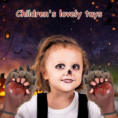 Halloween Hairy Wolf Claws Gloves Animal Paw Mittens Animal Hands Mittens for Halloween Party Favors Cosplay Supplies for Adults and Teenage in Saudi Arabia