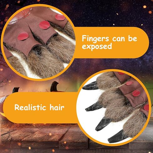 Halloween Hairy Wolf Claws Gloves Animal Paw Mittens Animal Hands Mittens for Halloween Party Favors Cosplay Supplies for Adults and Teenage in Saudi Arabia