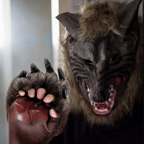 Halloween Hairy Wolf Claws Gloves Animal Paw Mittens Animal Hands Mittens for Halloween Party Favors Cosplay Supplies for Adults and Teenage in Saudi Arabia