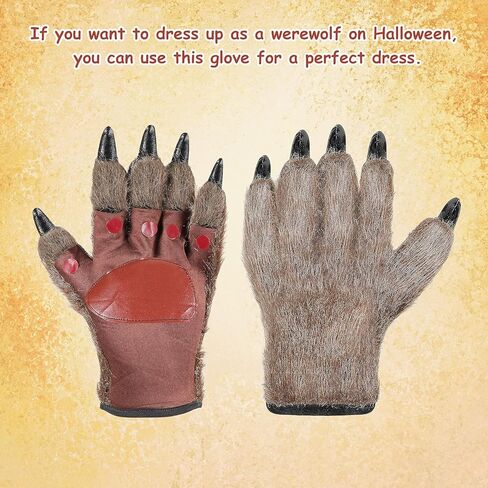 Halloween Hairy Wolf Claws Gloves Animal Paw Mittens Animal Hands Mittens for Halloween Party Favors Cosplay Supplies for Adults and Teenage in Saudi Arabia