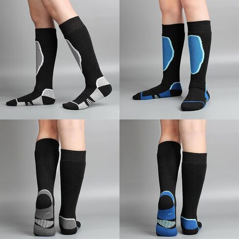 Ski Socks Wool Cold Weather Socks for Snowboarding Winter Thermal Knee-High Warm Sock, 2 Pairs Calf Socks for Chirden with Grey-Black and Blue-Black in Saudi Arabia