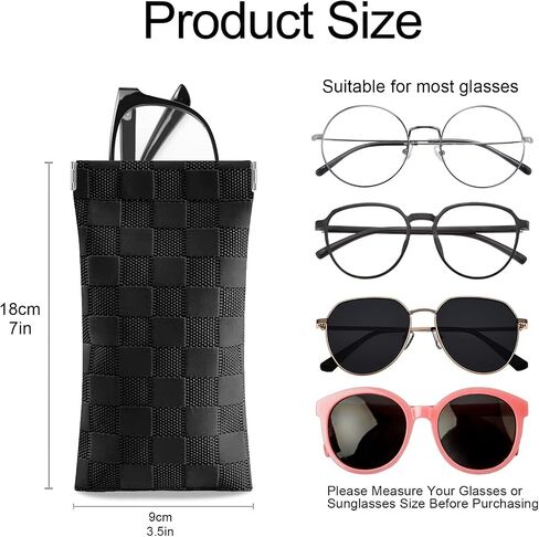 2 Pcs Soft Leather Sunglasses Case, Portable Leather Eyeglass Case Glasses Pouch Travel for Women Men in Saudi Arabia