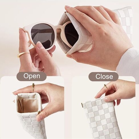 2 Pcs Soft Leather Sunglasses Case, Portable Leather Eyeglass Case Glasses Pouch Travel for Women Men in Saudi Arabia