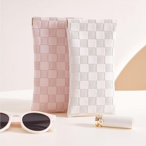 2 Pcs Soft Leather Sunglasses Case, Portable Leather Eyeglass Case Glasses Pouch Travel for Women Men in Saudi Arabia