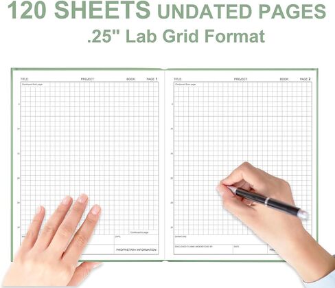 Engineering Notebook/Engineer Graph Paper Notebook - (.25" Grid Format), Lab Notebook Quad Ruled Book with Grid Pages: Table of Contents for Chemistry, Physics, Biology, 8" x 10", Green in Saudi Arabia