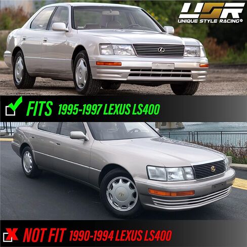 USR 95-97 LS400 أضواء إشارة الانعطاف - مجموعة مصابيح إشارة المصد الأمامي ذات العدسات الشفافة بالكامل من الكريستال JDM (يسار + يمين، داخلي + خارجي، 4 قطع) متوافق مع لكزس LS400 1995-1997 in Kuwait