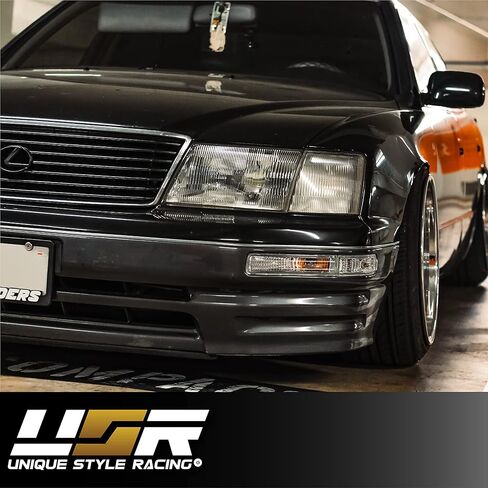 USR 95-97 LS400 أضواء إشارة الانعطاف - مجموعة مصابيح إشارة المصد الأمامي ذات العدسات الشفافة بالكامل من الكريستال JDM (يسار + يمين، داخلي + خارجي، 4 قطع) متوافق مع لكزس LS400 1995-1997 in Kuwait