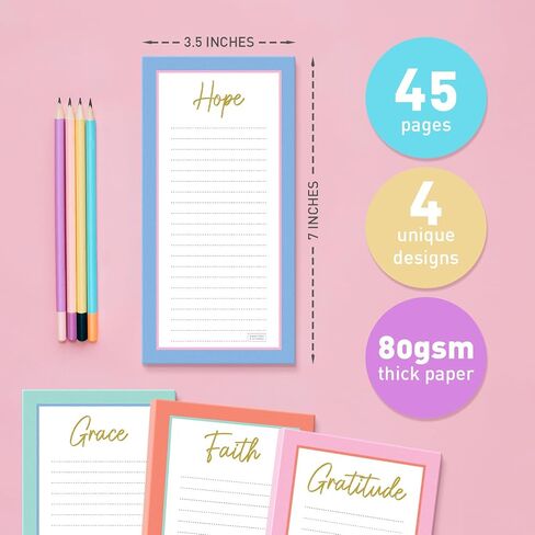 S&O Magnetic Notepads for Refrigerator 4 Pack, Strong magnet sheets for Fridge Sets - Magnetized List Pages for freezer - Sticky Notes for cooler - 3.5" x 7", 45 Pages in Saudi Arabia