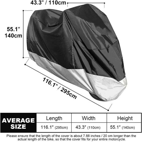 غطاء دراجة نارية ILM مع 3 أبازيم مقاومة للرياح مقاس 3XL 116 بوصة مناسب لهارلي ديفيدسون هوندا سوزوكي كاواساكي ياماها دوكاتي KTM BMW Model-MC01 (أسود) in Saudi Arabia