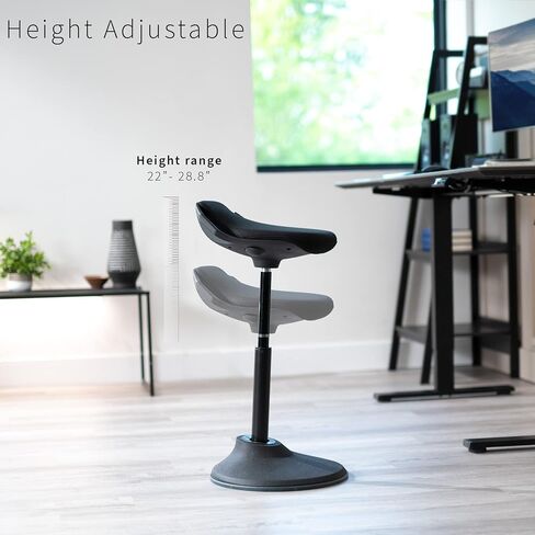 مقعد VIVO Sit Stand Perch للمنزل والمكتب، كرسي مكتب متذبذب غير قابل للانزلاق، مقعد بار قائم قابل للتعديل، كرسي توازن الجلوس النشط مع مقعد مبطن، أسود، CHAIR-S01P in Saudi Arabia