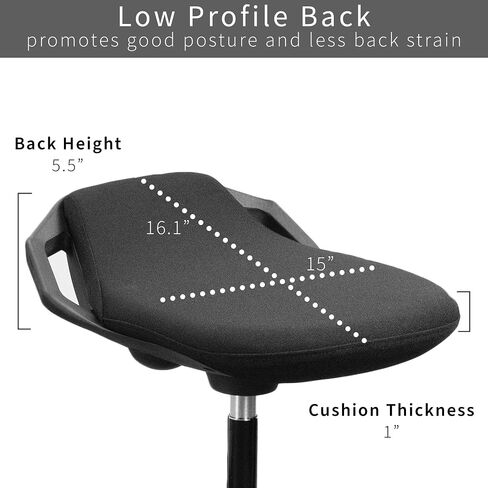 مقعد VIVO Sit Stand Perch للمنزل والمكتب، كرسي مكتب متذبذب غير قابل للانزلاق، مقعد بار قائم قابل للتعديل، كرسي توازن الجلوس النشط مع مقعد مبطن، أسود، CHAIR-S01P in Saudi Arabia