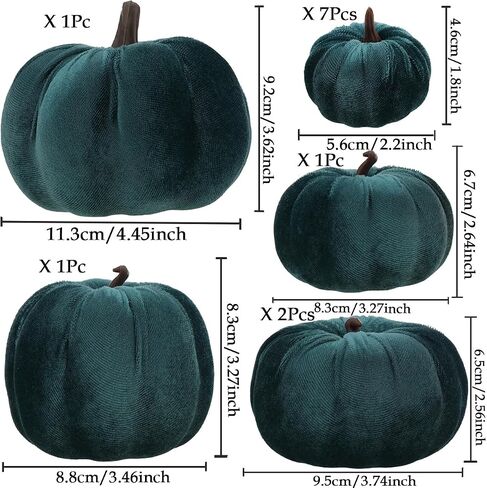 12pcs Artificial Velvet Faux Pumpkins Halloween Handmade Crafts Fabric Foam Fall Harvest Table Centerpiece Party Thanksgiving Decorative - Teal in Saudi Arabia