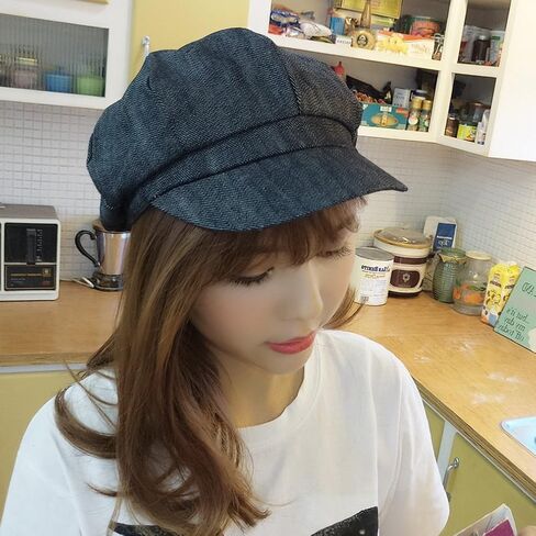 Women Denim Newsboy Cabbie Peaked Beret Cap Vintage Baker Boy Visor Artist Hat in Saudi Arabia