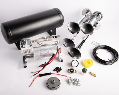 Viking Horns | Universal Fit | Very Loud 149dB Train Air Horn Kit (Black Horns) | 1.5 Gallon Tank | 150 PSI Heavy Duty Compressor | [V101C-3/4008B] in Saudi Arabia