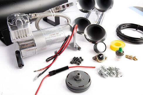 Viking Horns | Universal Fit | Very Loud 149dB Train Air Horn Kit (Black Horns) | 1.5 Gallon Tank | 150 PSI Heavy Duty Compressor | [V101C-3/4008B] in Saudi Arabia