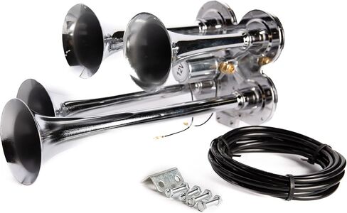 Viking Horns | Universal Fit | Very Loud 149dB Train Air Horn Kit (Black Horns) | 1.5 Gallon Tank | 150 PSI Heavy Duty Compressor | [V101C-3/4008B] in Saudi Arabia