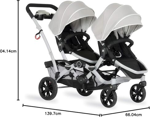 Track Tandem Double Umbrella Stroller in Black, Lightweight Double Stroller for Infant and Toddler, Multi-Position Reversible & Reclining Seats, Large Storage Basket and Canopy in Kuwait
