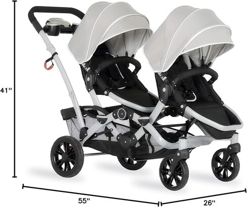 Track Tandem Double Umbrella Stroller in Black, Lightweight Double Stroller for Infant and Toddler, Multi-Position Reversible & Reclining Seats, Large Storage Basket and Canopy in Kuwait