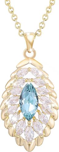 Oval Crystal Pendant Drop Dangle Necklaces for Women Glod Plated Costume Jewelry in Kuwait