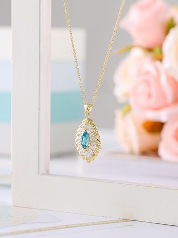 Oval Crystal Pendant Drop Dangle Necklaces for Women Glod Plated Costume Jewelry in Kuwait