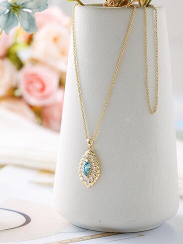 Oval Crystal Pendant Drop Dangle Necklaces for Women Glod Plated Costume Jewelry in Kuwait