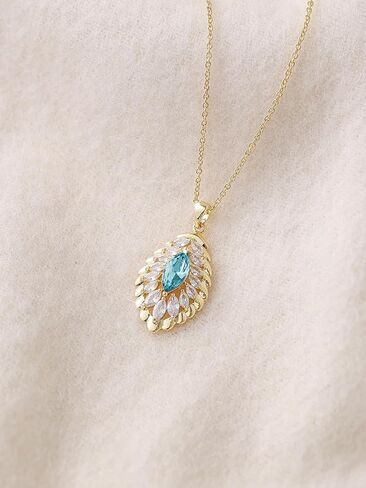 Oval Crystal Pendant Drop Dangle Necklaces for Women Glod Plated Costume Jewelry in Kuwait