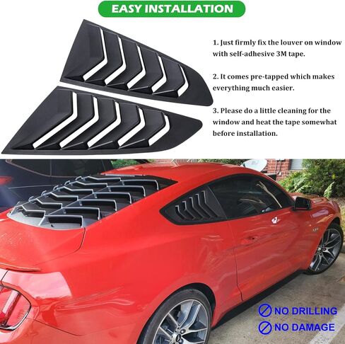 Bonbo Rear Window Louver Fits for Ford Mustang 1994 1995 1996 1997 1998 1999 2000 2001 2002 2003 2004 in GT Lambo Style Custom Fit Windshield Sun Shade Cover ABS (Matte Black) in Saudi Arabia