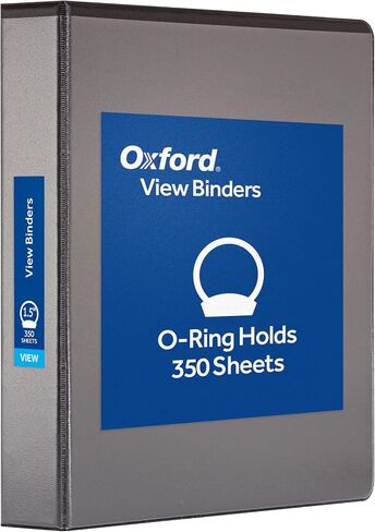 Oxford Ring Binders, 1" Round Ring Binders, View Binder, Covers on 3 Sides, XtraLife Hinge, Non-Stick, PVC-Free, Black, 225 Sheet Capacity (1002546) in Saudi Arabia
