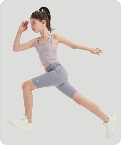 Girls' 4" Volleyball Spandex Shorts Kid Cycling Capri Leggings Cheer Dance Athletic Workout School Summer Age 4-12 in Saudi Arabia