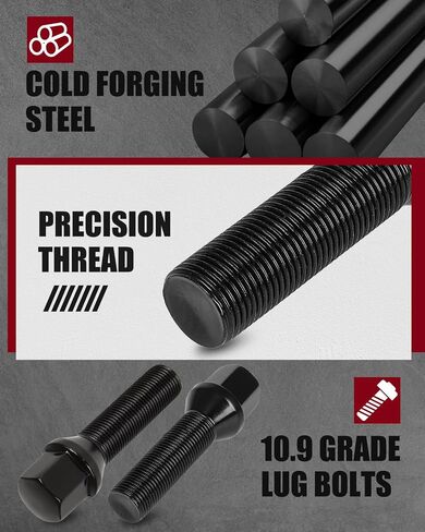 cciyu 20pcs 14x1.25 Extended Lug Bolts for I3 I8 M2 M4 F80 X2 X4 X6, 2,4 Series丨45mm Shank Conical Seat Aftermarket ET Lug Studs for Mini Clubman Paceman Roadster in Saudi Arabia