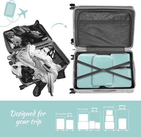 مكعبات التعبئة المضغوطة من WOOMADA لحقائب السفر وأساسيات السفر 4 مجموعات منظم حقائب السفر القابلة للتوسيع للأمتعة (فيروزي) in Kuwait