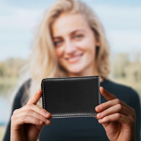 Business Card Holder Case PU Leather Business Card Organizer with Snap Closure, Vertical Pocket Design, Minimalist Rfid Blocking Wallet for Men Womencredit Cards and Id(1 PCS) in Saudi Arabia