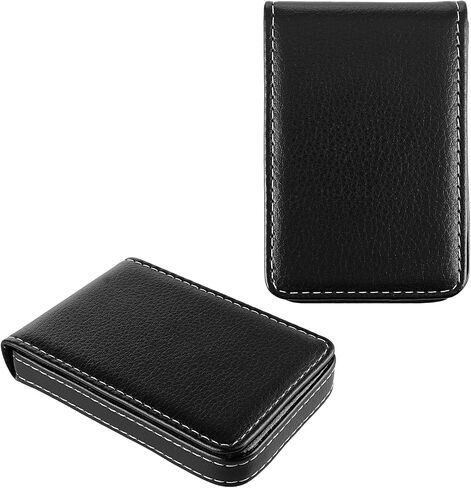 Business Card Holder Case PU Leather Business Card Organizer with Snap Closure, Vertical Pocket Design, Minimalist Rfid Blocking Wallet for Men Womencredit Cards and Id(1 PCS) in Saudi Arabia