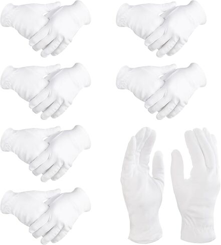 Yesland 6 أزواج من القفازات الموحدة البيضاء، قفازات قطنية ناعمة للاستعراض، قفازات رسمية لزي السهرة الرسمية، قفازات حارس الشرف للعملات المعدنية، فحص المجوهرات، مستحضرات التجميل، خادم الشرطة، جنازة in Kuwait
