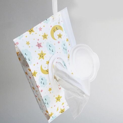 Wipes Dispenser Set,1 Wipe Box & 2 Portable Pouches,White Blue | Refillable Reusable Large Wet Wipe Holder, Flushable Wipes Case Bathroom Wipes Container for Pet Nursery Kitchen Office in Kuwait